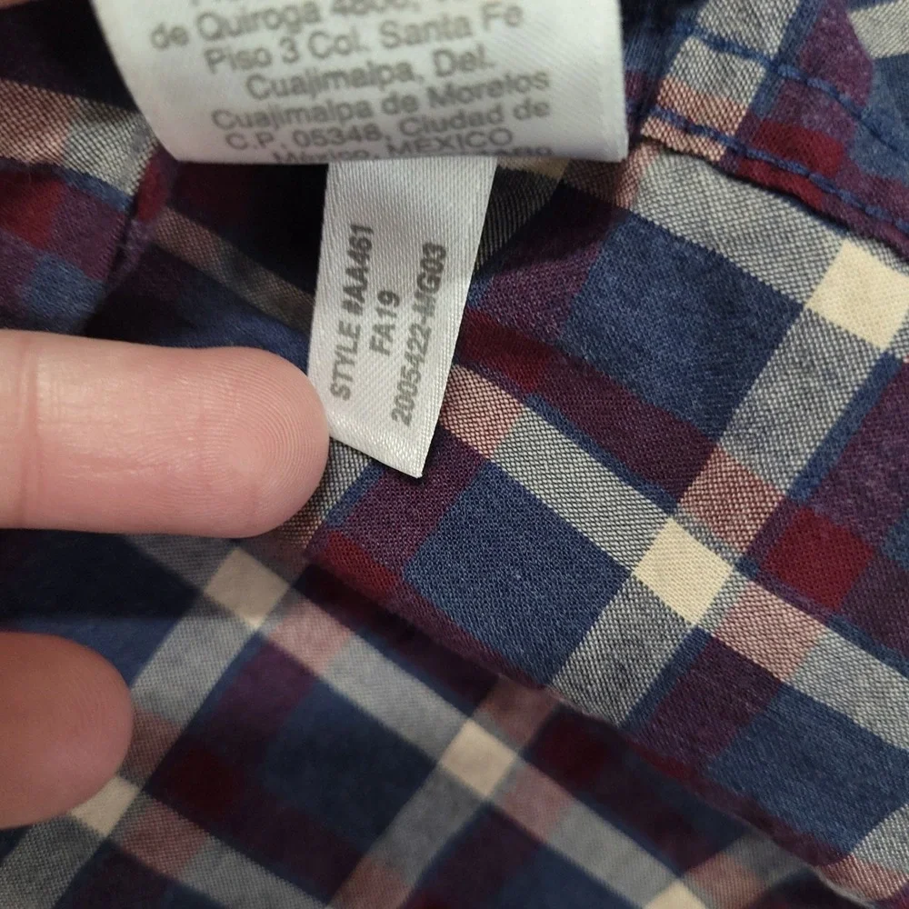 J.Crew Flex Washed Burgundy Plaid Button Up Shirt Mens‎ Medium EUC